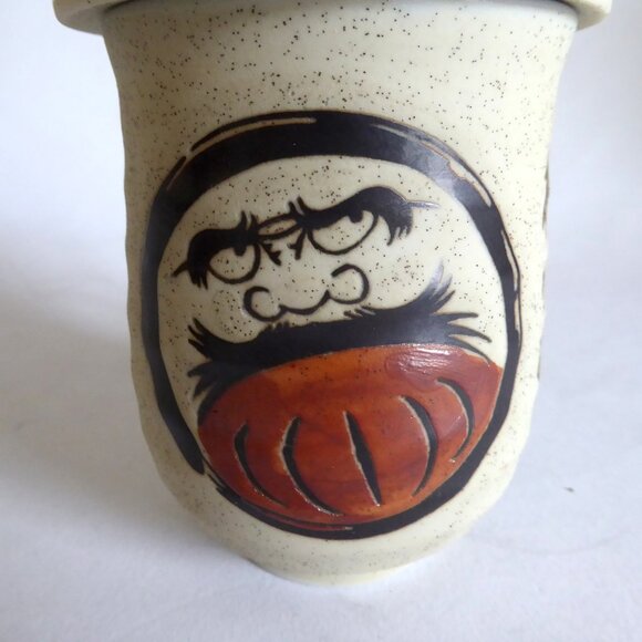 NEW VINTAGE JAPAN JAPANESE PORCELAIN LIDDED DARUMA GOOD LUCK FORTUNE MUG - Picture 3 of 10